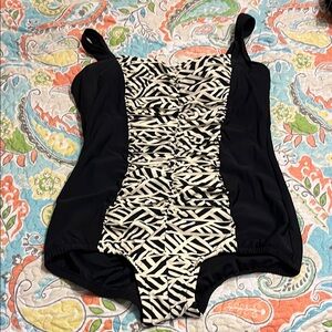 Chaps Black and White Swimsuit